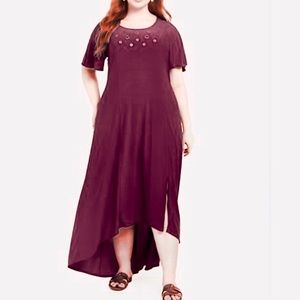 HIGH LOW HEM GROMMET DRESS